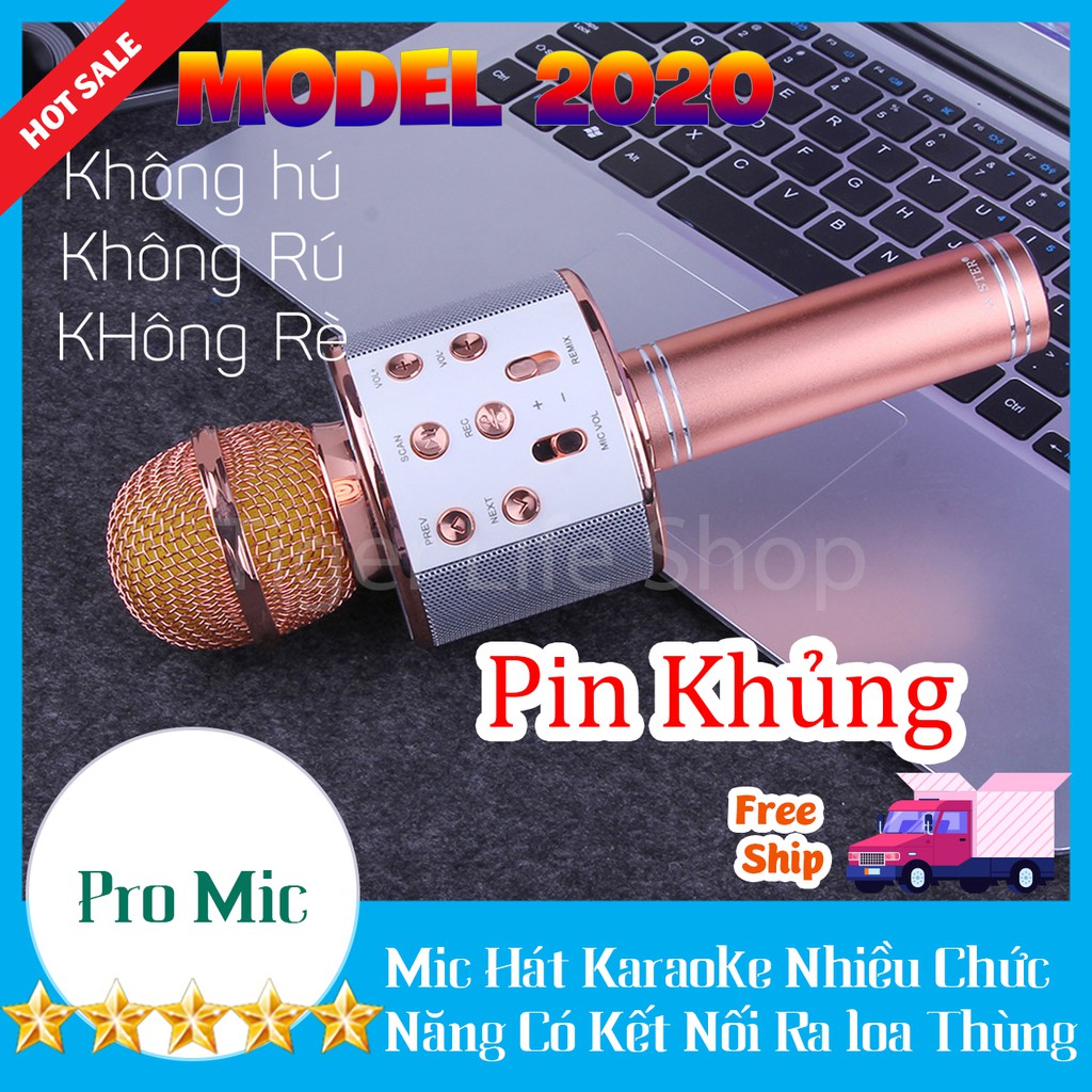 Mic Hát Karaoke Kiêm Loa Bluetooth Có thể hát qua Tv, Điện Thoại , Máy Tính kết nối ra loa thùng model 2021 Loại Xịn 858