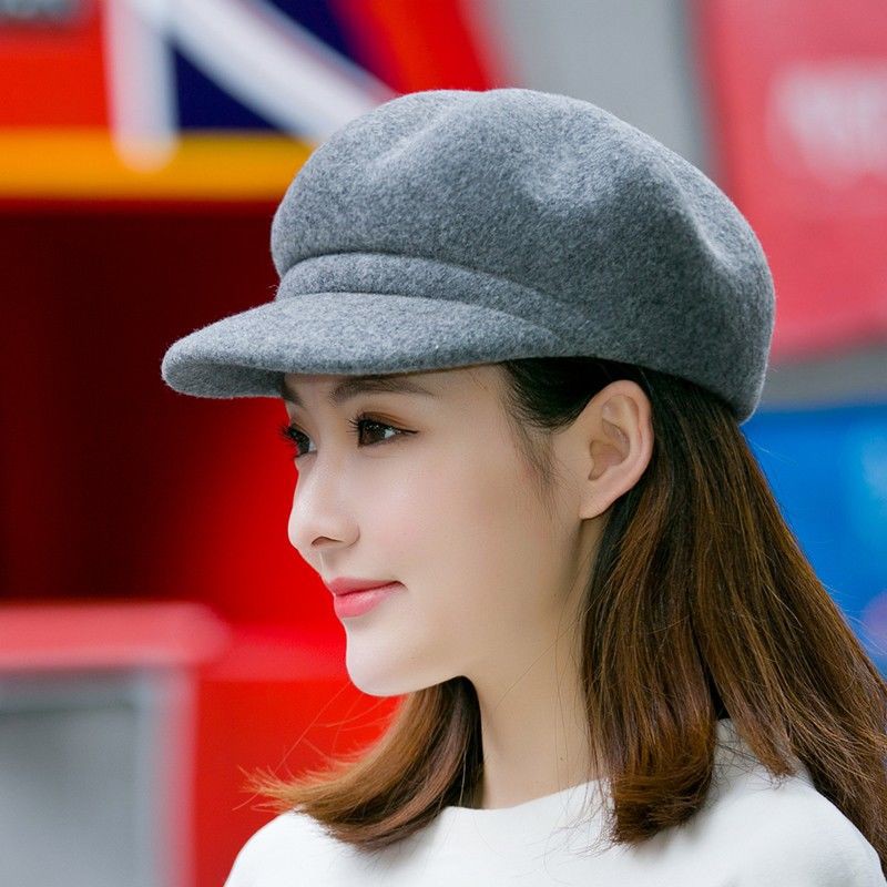 Mũ len nữ nồi mùa thu và đông thời trang Hàn Quốc bát giác kiểu Anh hoang dã triều của phụ