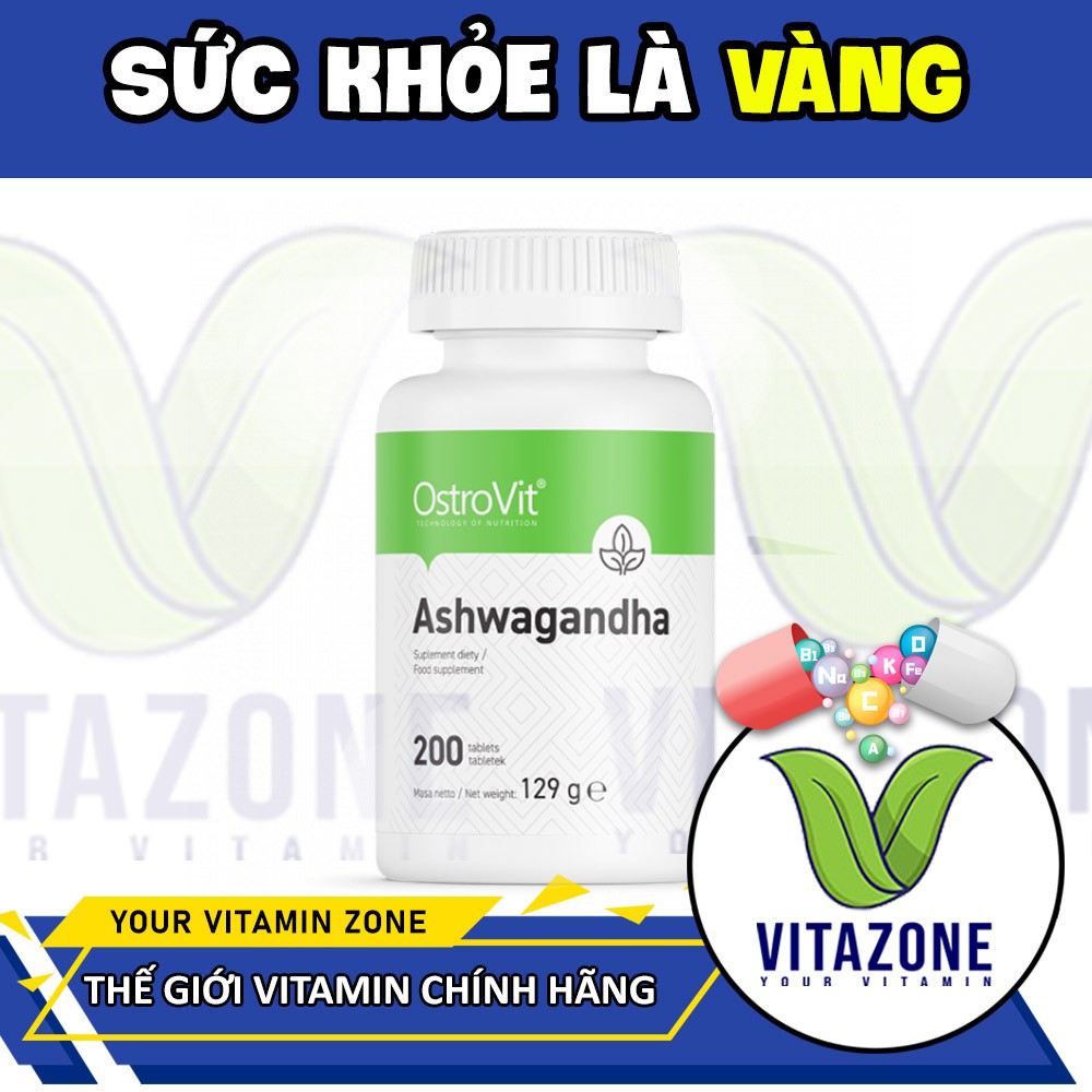 Thực phẩm sức khỏe Ostrovit Ashwagandha 375mg, Viên uống tinh chất nhân sâm Ấn Độ, tăng cường sức khỏe (200 viên)