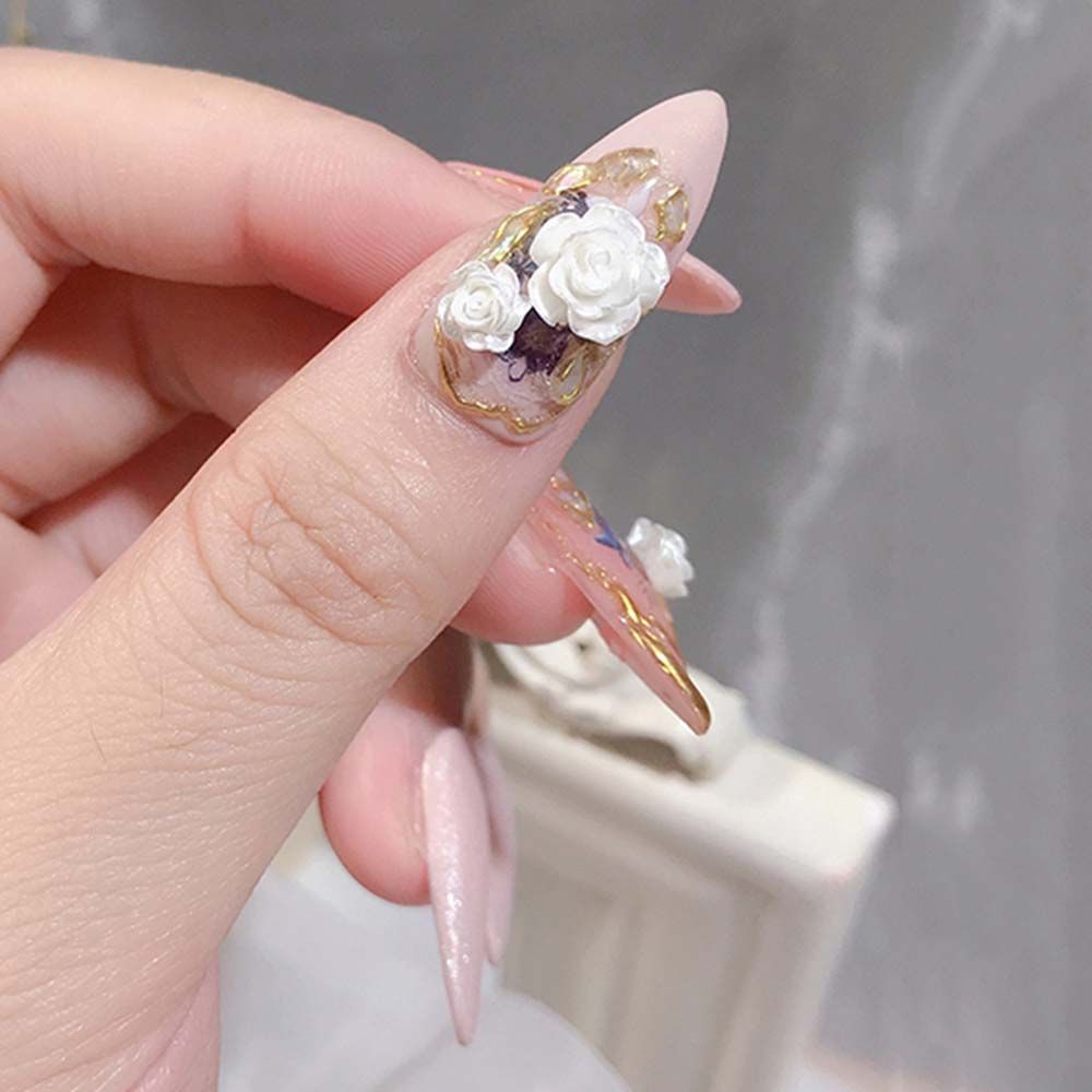 [Hàng mới về] Hạt phụ kiện trang trí móng tay hình hoa trà 3D tinh tế