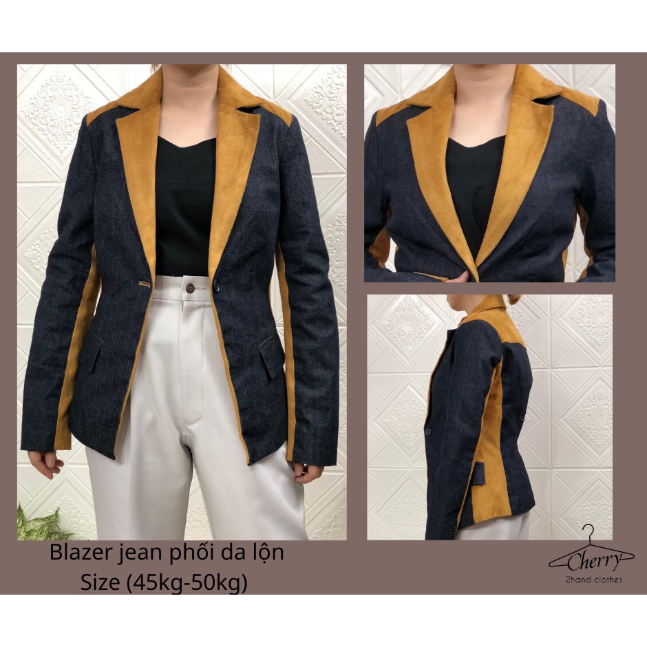 Áo vest jean phối da lộn 2nd hàng tuyển, áo khoác hàn quốc.