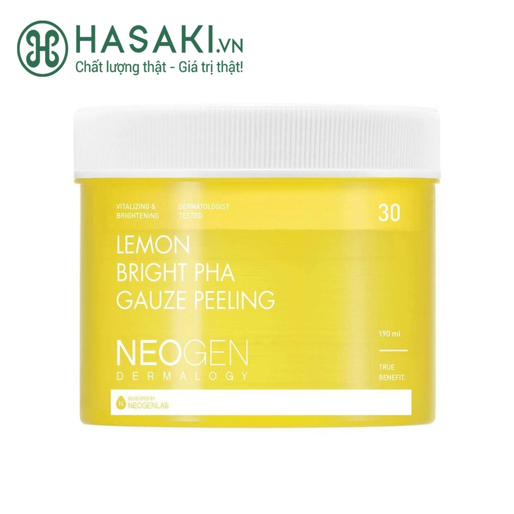 Pad Tẩy Da Chết Neogen Dermalogy Chanh PHA 30 Miếng Lemon Bright Pha Gauze Peeling 190ml (30 Pads)