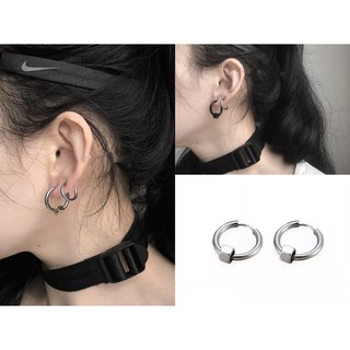 khuyên tai titan nam nữ tròn gắn bi lục giác - khuyên tai BTS không dị ứng không gỉ