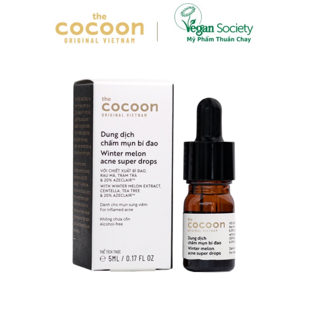 Combo dung dịch chấm mụn cocoon 5ml + Son dưỡng môi dầu dừa Bến Tre 5g - Vegan Society - Mỹ phẩm thuần chay Việt Nam