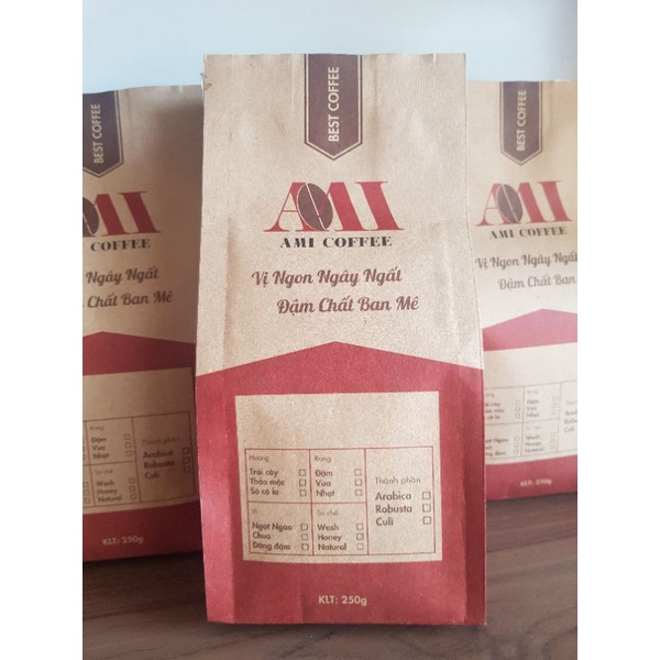 [1 KG] - Cà phê Mộc Pha Phin Mạnh Mẽ - Thành phần hạt Coffee Robusta & Arabica nguyên chất rang mộc - AMI