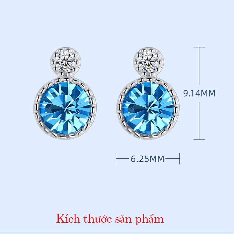 Bông tai nữ Bạc ý S925 đính đá sang trọng thiết kế tính tế dáng tròn dành riêng cho nữ - B2629 - Bảo ngọc jewelry