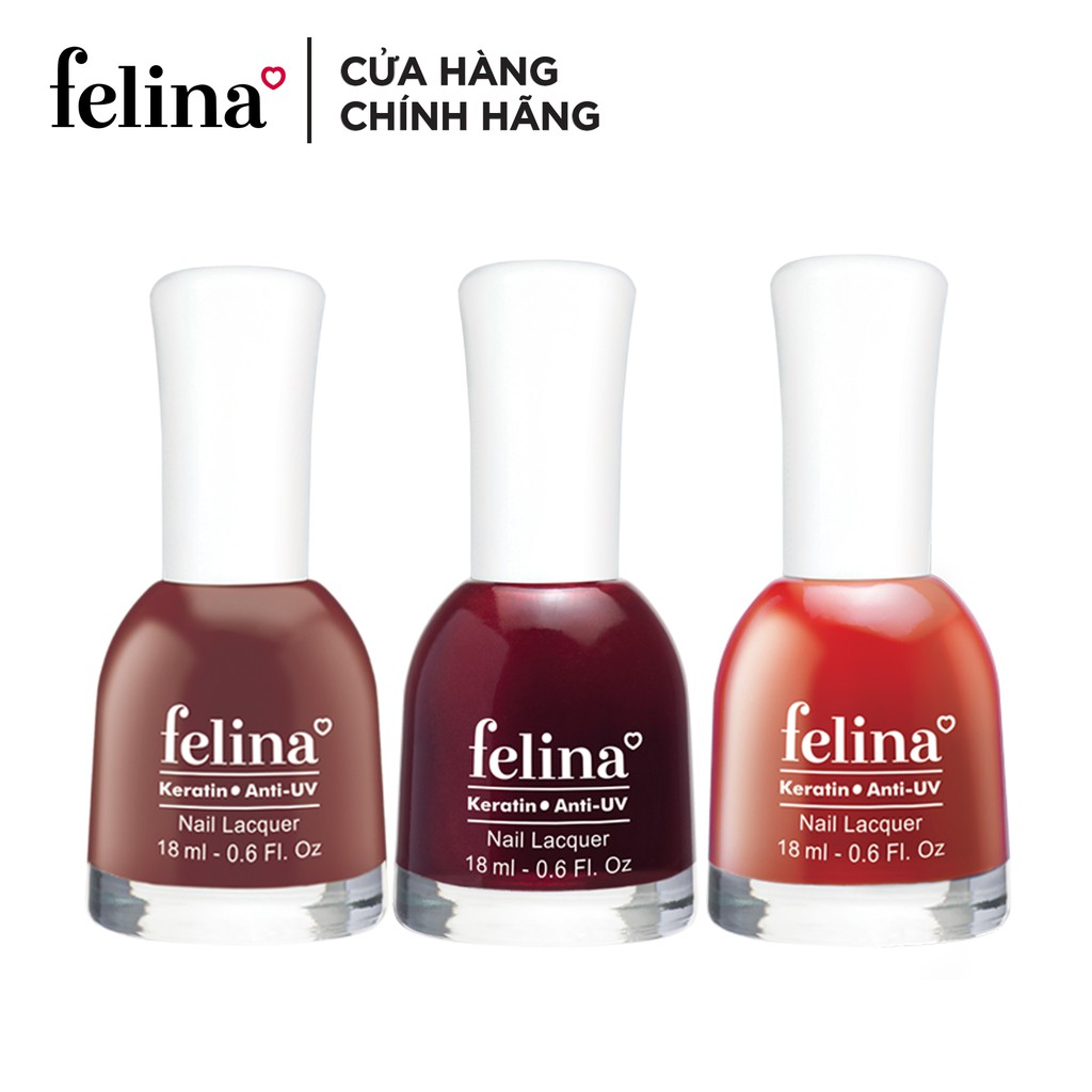 Combo 3 chai sơn màu Felina 18ml – Đỏ Mận Chín, Đỏ Đô, Cherry Đỏ