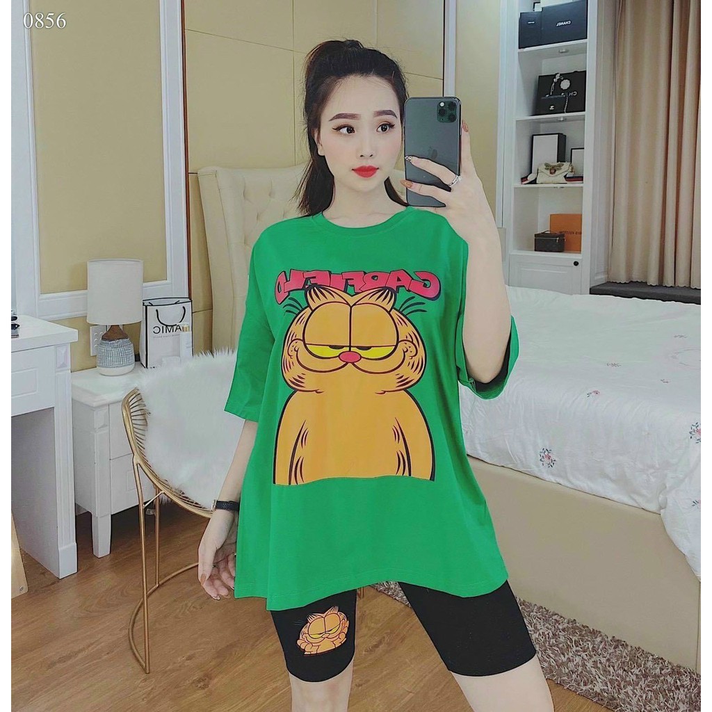 Sét đồ bộ lửng in chú mèo GAFIELD mặt ngố tàu đáng yêu TTSLA0576