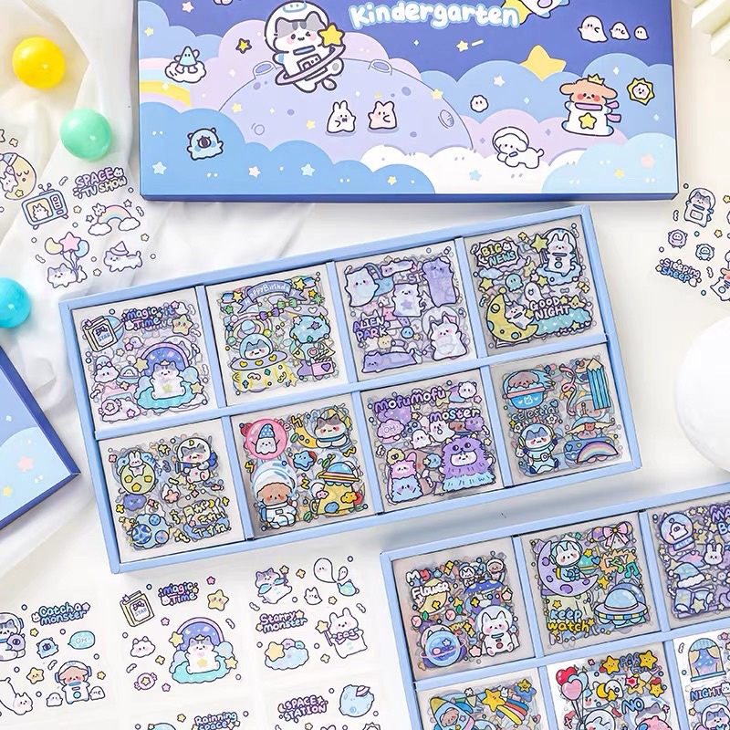 Sticker hộp 200 tấm hình dán dễ thương Universe Kindergarten  - Tặng Hình Xăm Dán