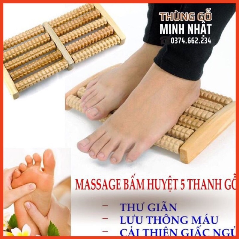 Bàn lăn gỗ masage chân- bàn gỗ massage chân 5 hàng loại đẹp