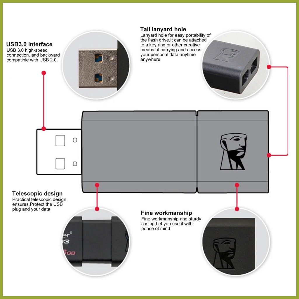 Usb Flash Kingston 128GB 256GB 512G 1T DT100G3 USB3.0 Flash tamvn Chất Lượng Cao