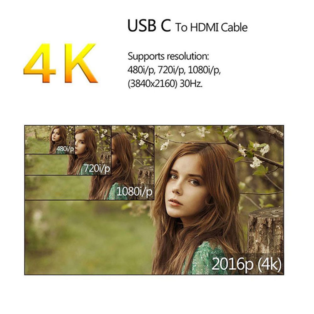 Dây cáp USB 3.1 loại C Hdmi Hdtv Kabel 2M 4K * 2K Cable For  Samsung S9 S8 S10 Note 8/9 Huawei Mate10 P20 Macbook