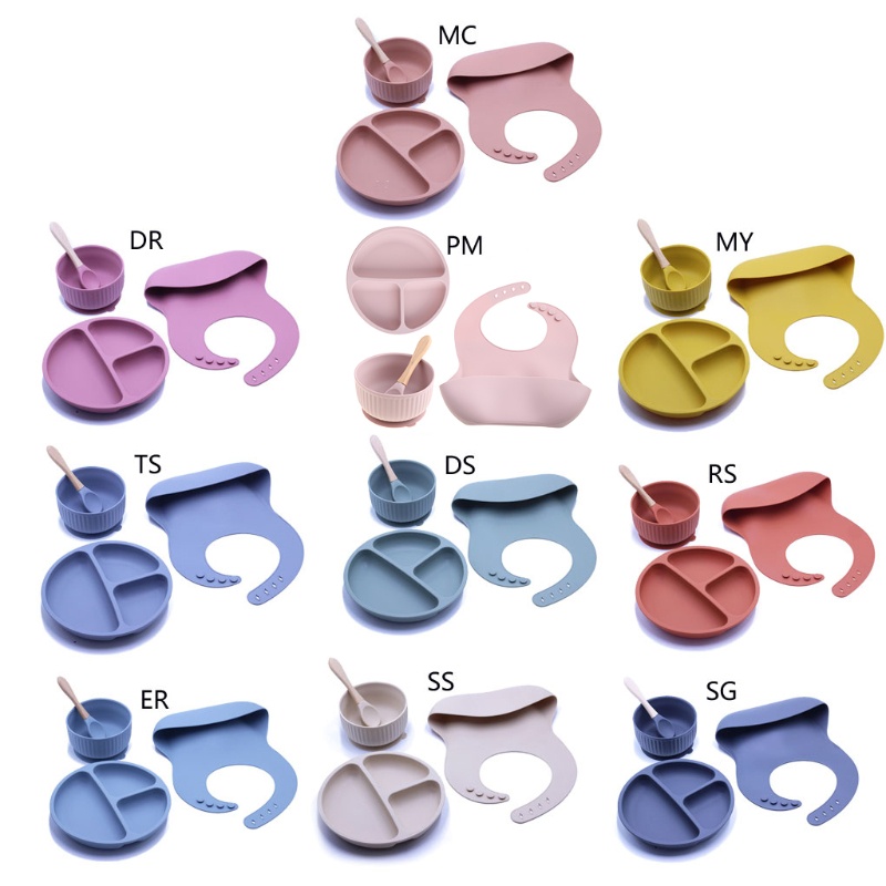 Bộ 4 Món Dụng Cụ Ăn Uống Bằng Silicone Cho Bé