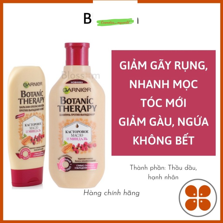 [Mã giảm giá mỹ phẩm chính hãng] Dầu gội giúp nhanh mọc tóc, giảm gàu Garnier Botanic Therapy dầu thầu dầu castor oil &