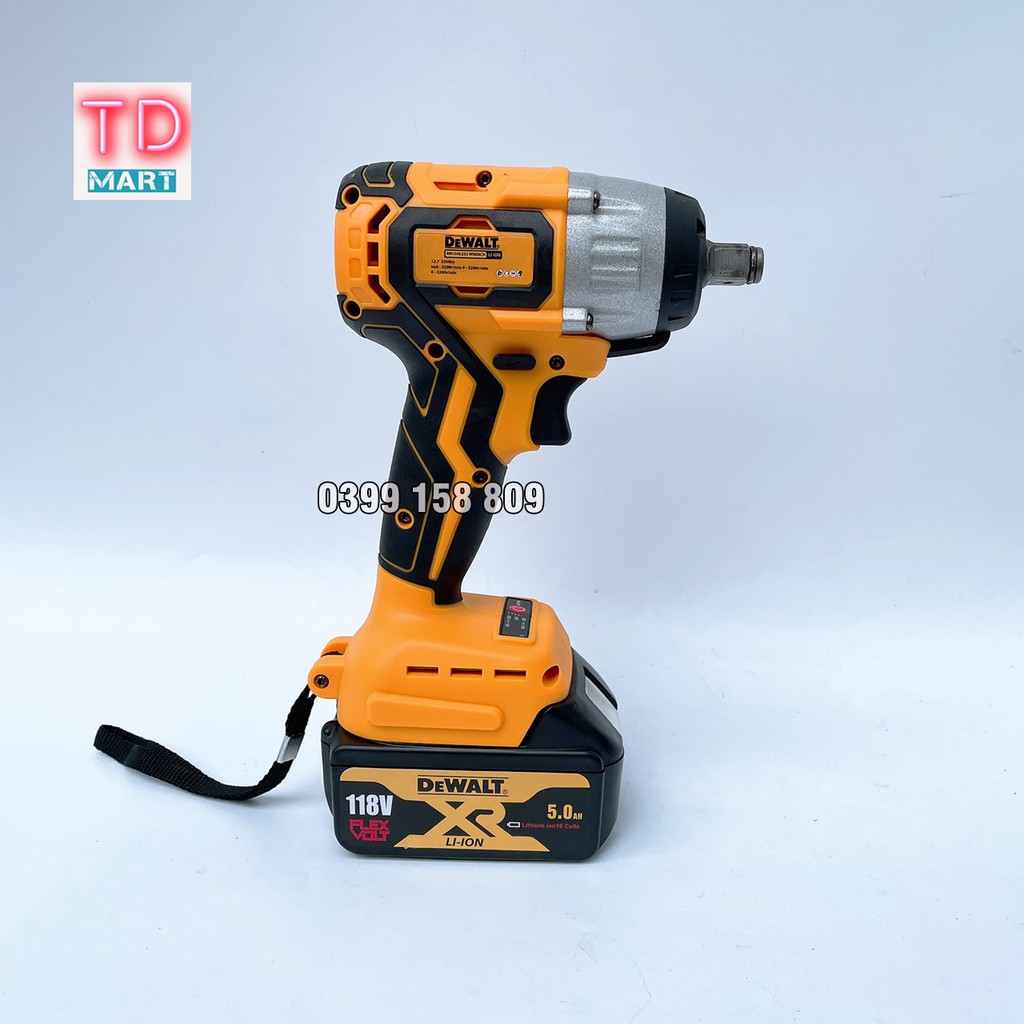 Máy Siết Bulong Dewalt 118V Không Chổi Than - Hàng Loại 1 có 3 đèn led