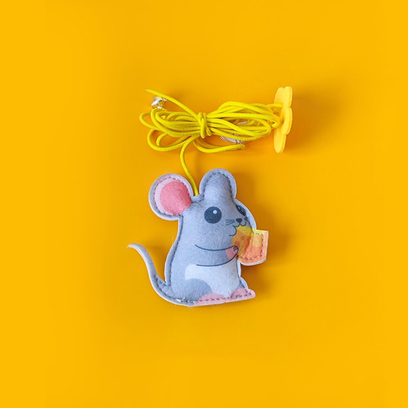 Đồ Chơi Gậy Tương Tác Tự Động Gắn Chú Chuột Vui Nhộn Có Chuông Cho Mèo Cưng