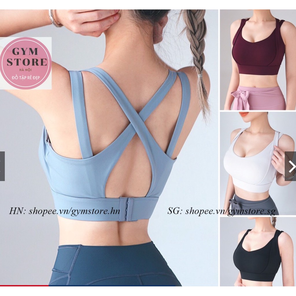 Áo Bra Tập Gym Yoga Nữ ❤️𝐇𝐀̀𝐍𝐆 𝐗𝐈̣𝐍❤️ Áo Lót Có Mút Ngực Thun Poly Mịn Dây Chéo Lưng 𝐆𝐘𝐌𝐒𝐓𝐎𝐑𝐄 6062