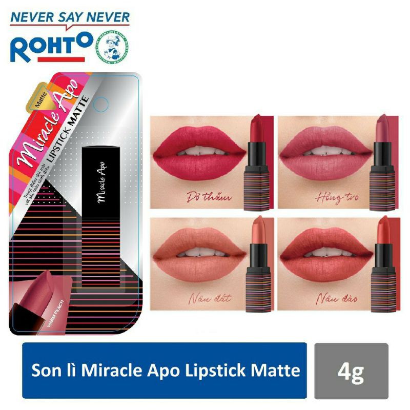 Son thỏi lì Miracle Apo Lipstick Matte 4g