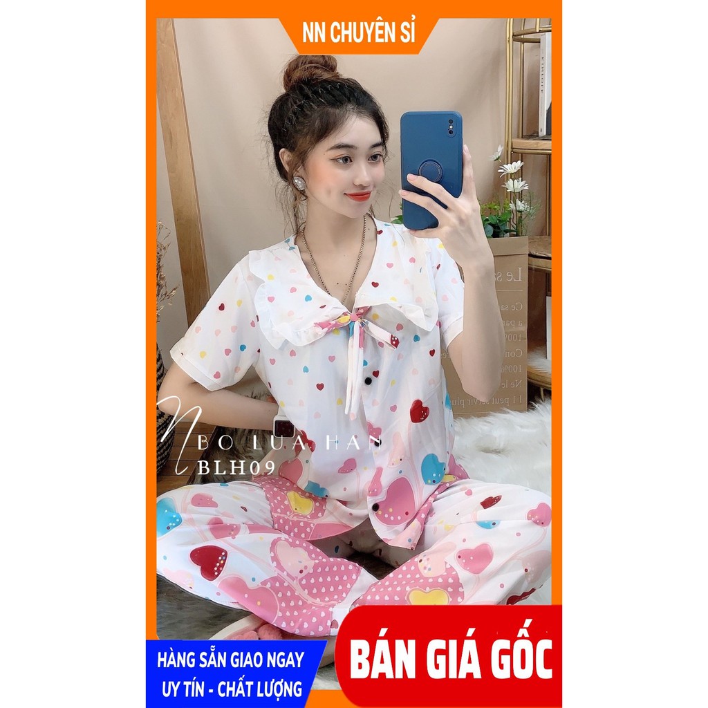 Đồ bộ mặc nhà ⚡ Đồ bộ nữ dễ thương ⚡  Chất vải lụa hàn chất mềm mịn họa tiết cực xinh BLH09 ⚡Ảnh thật ⚡