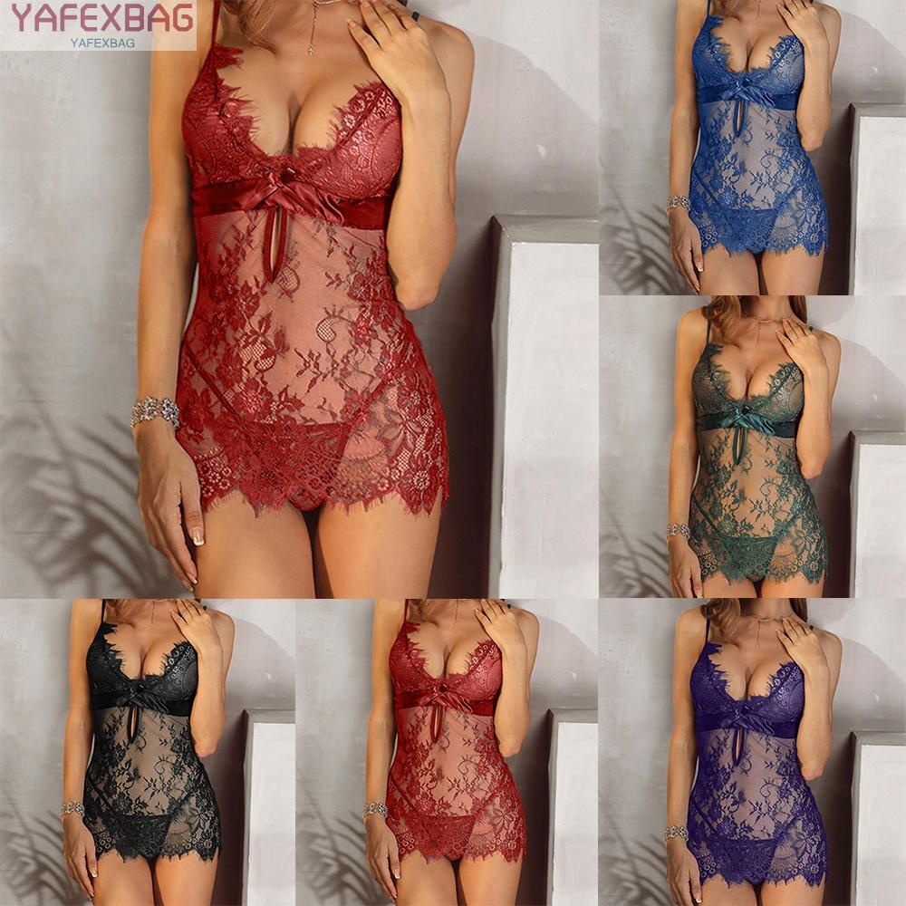 Đầm ngủ vải satin phối ren quyến rũ cho nữ
