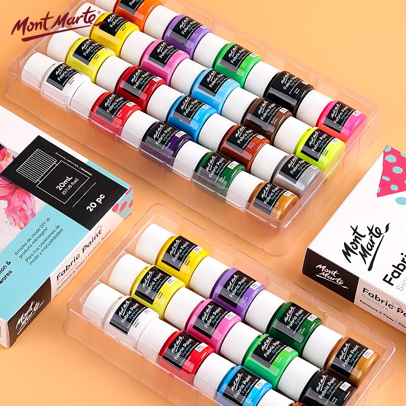 Bộ 12 Màu Vẽ Vải Fabric Paint Mont Marte x 20ml - PMHS0076