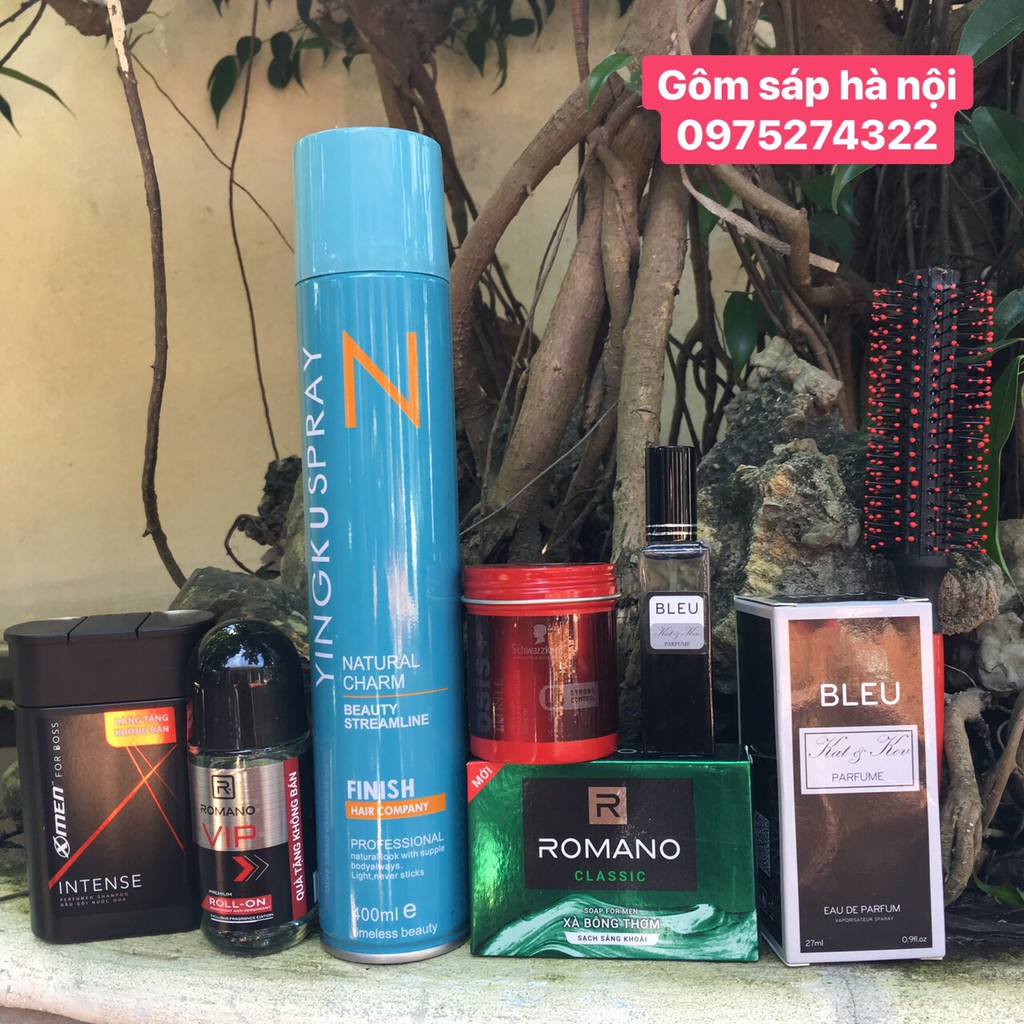 COMBO Dành cho Nam 8 [ 6 trong 1 ]  Gôm xịt Tóc + sáp + nước hoa + dầu gội + lăn khử mùi + xà bông tắm. ( tặng lược )