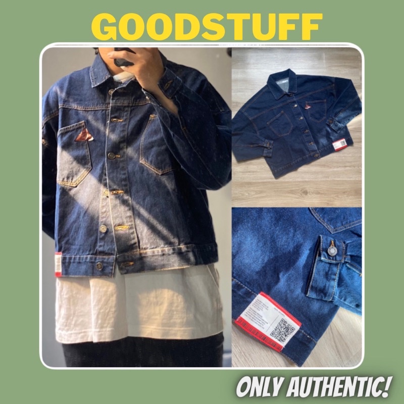 (2 𝑴𝒂̀𝒖: Đ𝒂̣̂𝒎-𝑵𝒉𝒂̣𝒕) áo khoác Denim crop Jeans Nam Nữ Unisex Brand Hàn Quốc: Gooden 𝐂𝐡𝐢́𝐧𝐡 𝐡𝐚̃𝐧𝐠