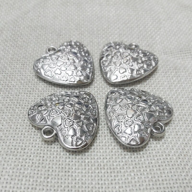 Set 5 Mặt Dây Chuyền Acrylic Rhodium Màu Sắc Hình Trái Tim Làm Trang Sức