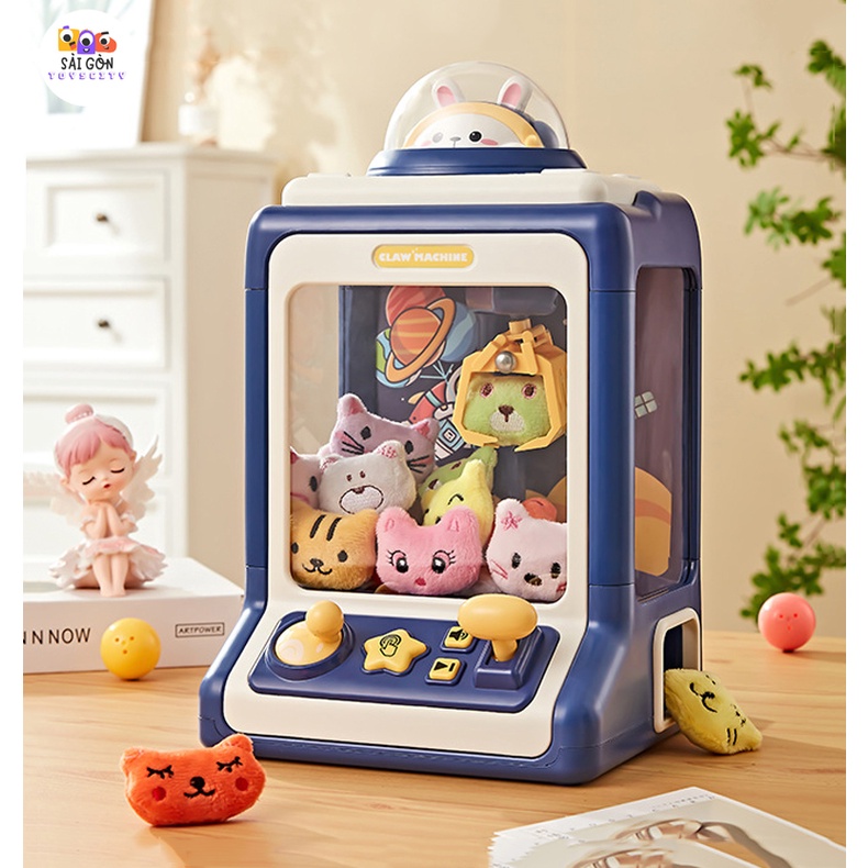 Máy Gắp Thú Gấu Bông Mini Thỏ Phi Hành Gia Có Nhạc, Đèn Bắt Mắt Kèm Theo Xu, Bóng, Gấu Cho Trẻ Thoả Sức Đam Mê