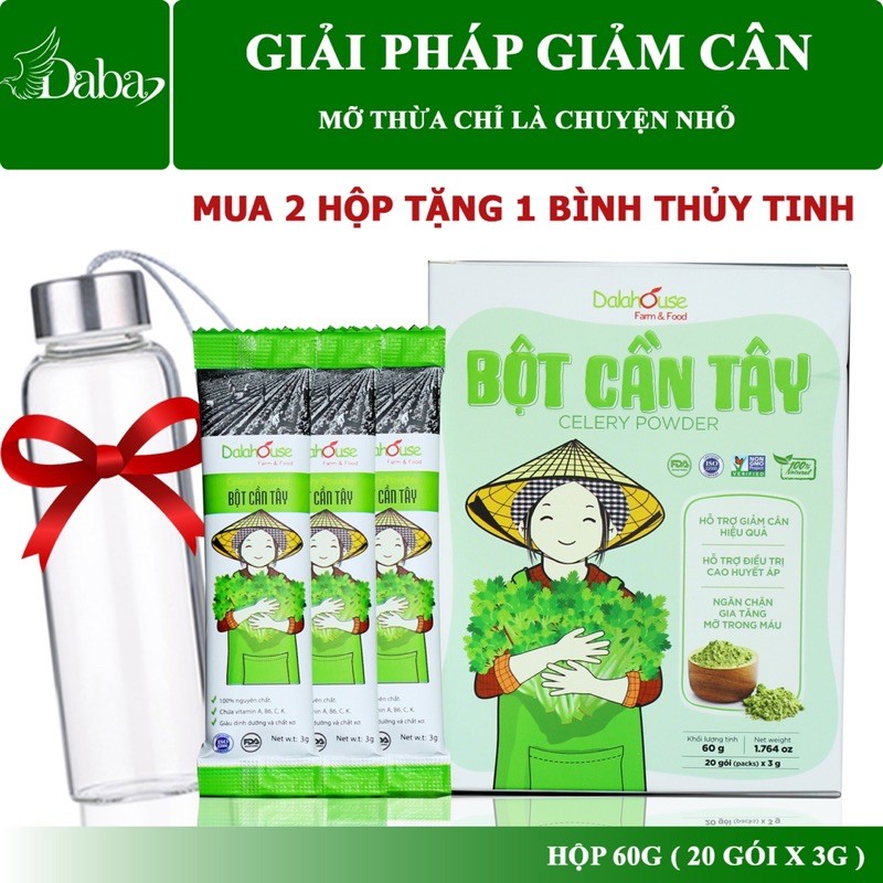 Bột cần tây nguyên chất Dalahouse, hộp 20 gói, giúp bạn thon gọn vóc dáng, tạm biệt mỡ thừa, sáng mịn da | BigBuy360 - bigbuy360.vn