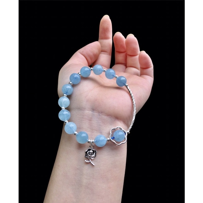 vòng aqua marine mix bạc