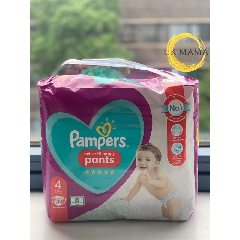 Bỉm quần Pampers UK Active Fit size 4 (30 miếng) - size 5 (27 miếng)