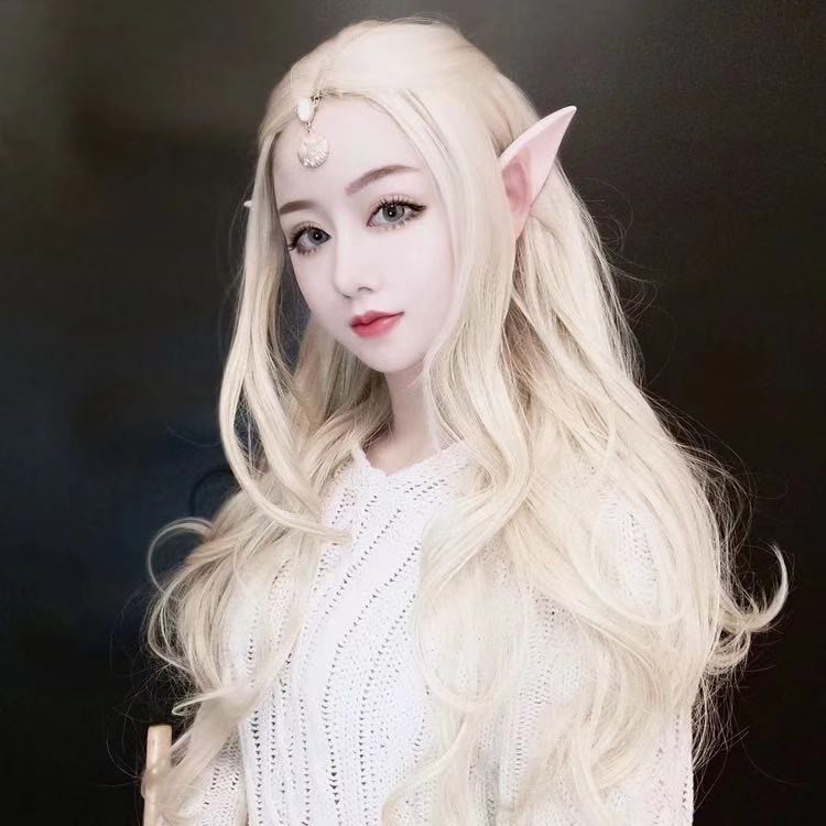 Bộ tóc giả xoăn dài màu vàng sáng dành cho nữ