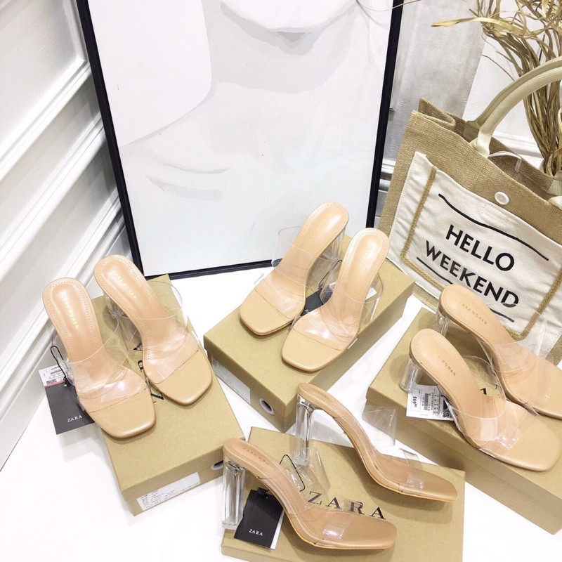 Guốc 2 quai trong zara gót 6p, 9p fullbox
