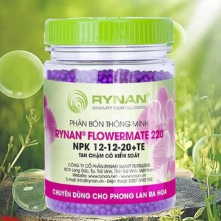 Phân bón tan chậm RYNAN 220 (NPK 12-12-20+TE) cho phong lan, kích ra hoa - dưỡng hoa lâu tàn 150g