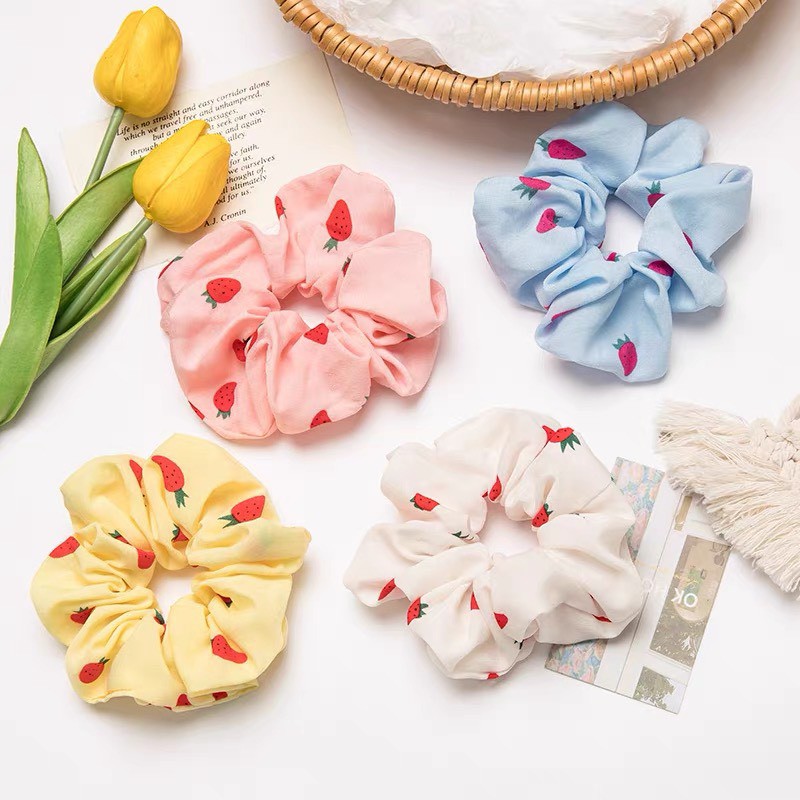 Dây buộc tóc, cột tóc scrunchies màu sắc dễ thương