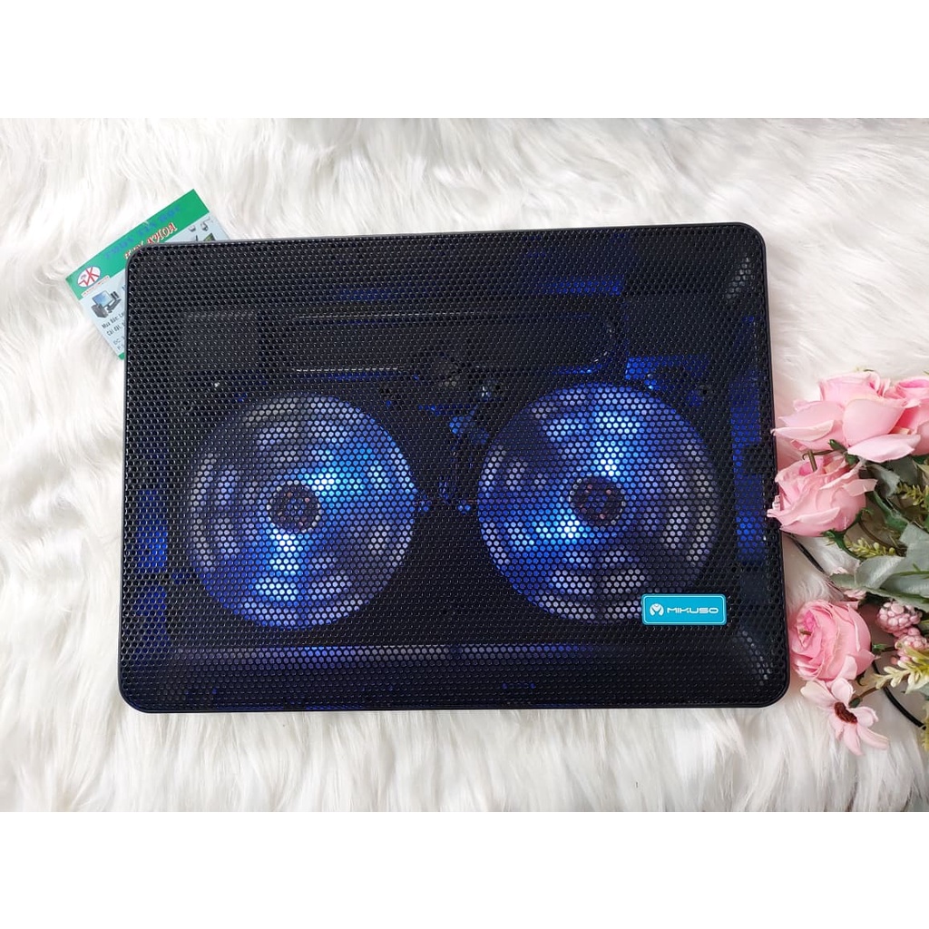 Đế tản nhiệt laptop 2 Fan có Led (xanh/đen/đỏ) dùng cho máy 12-15.6inch