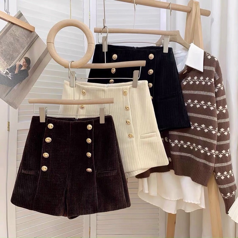 QUẦN SHORT NHUNG 8 KHUY, QUẦN ĐÙI NỮ TĂM NHUNG TÔN DÁNG HÀNG QUẢNG CHÂU MS16829