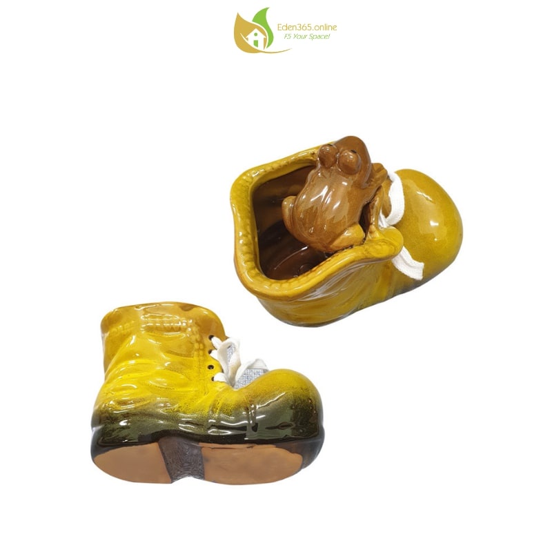 Bộ 2 chậu gốm mini hình đôi giày xinh xắn - Chậu trồng cây, trang trí, cắm bút, đồ trang điểm - Hai kiểu dán -Kute Nest