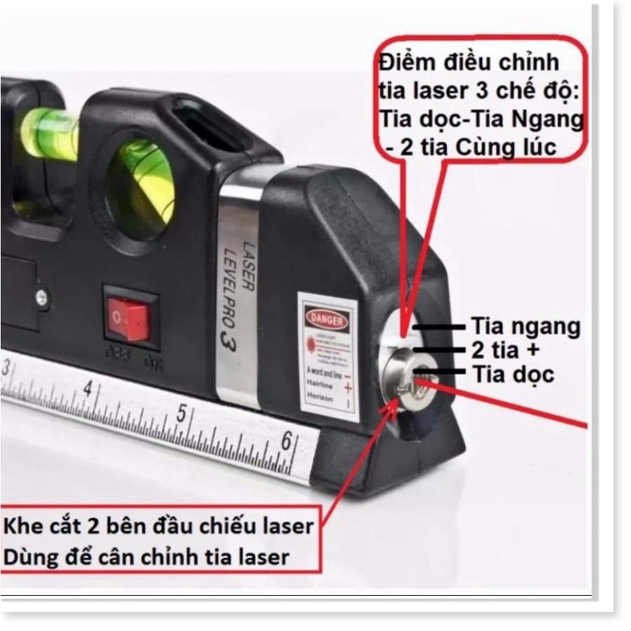 Thước ni vô laser đa năng cân bằng kèm thước kéo 2,5m 206418