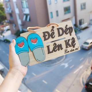 Bảng Gỗ Để Giày Dép Lên Kệ (Dép Xanh)