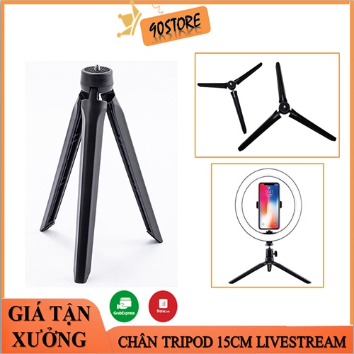 Tripod giá đỡ đèn livestream 15CM ren kim loại cao cấp máy ảnh gậy tự sướng