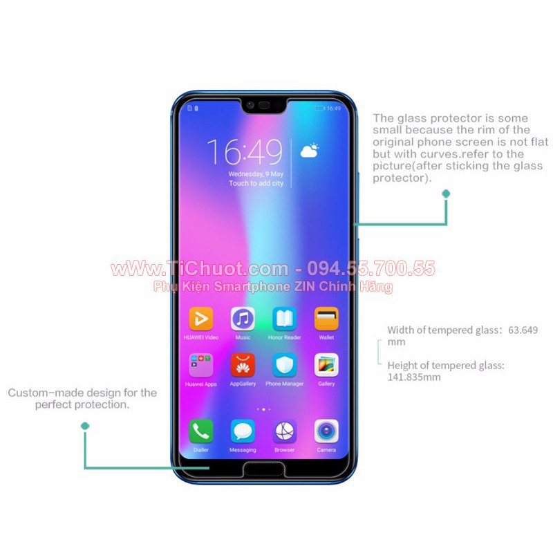 Kính Cường Lực Honor 10 - KO FULL, 9H-0.26mm
