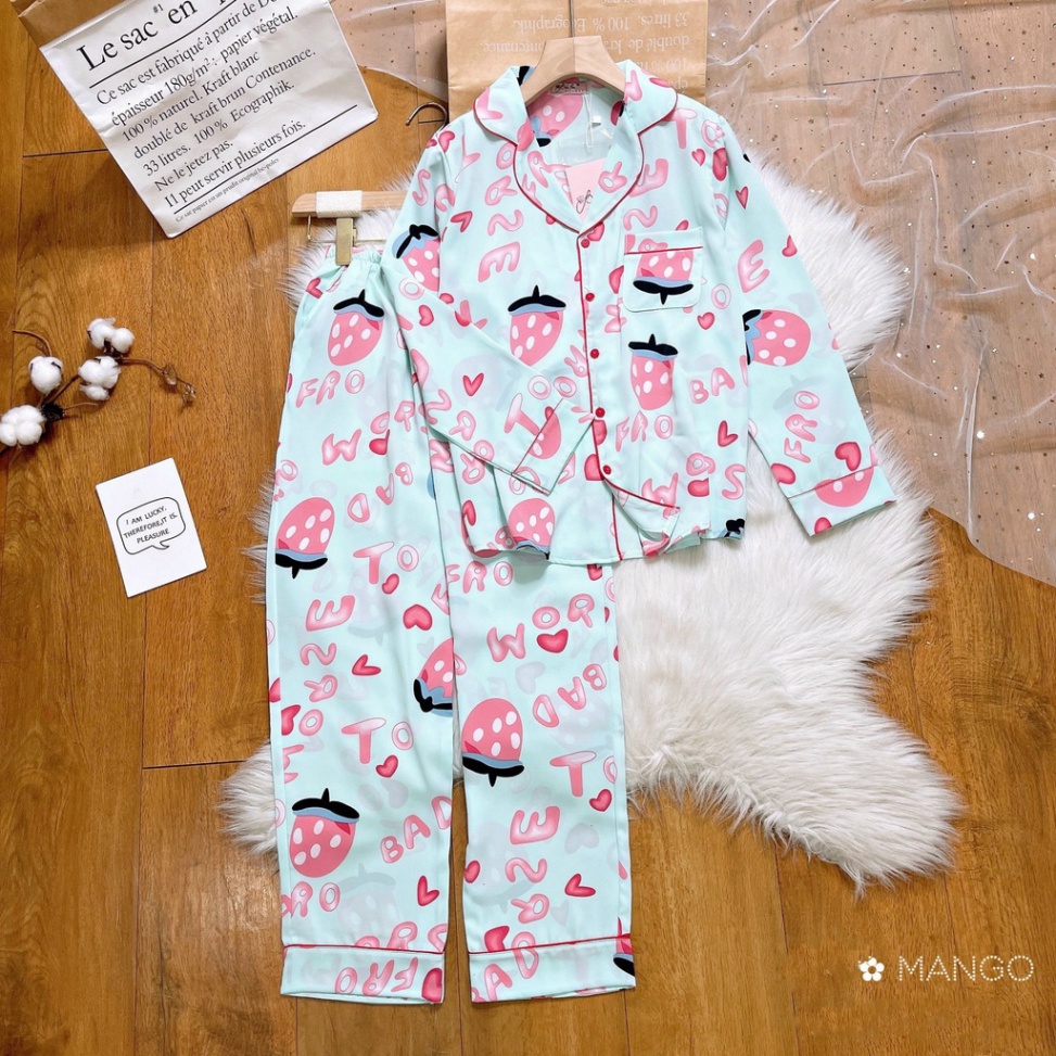 Bộ Quần Áo Ngủ Cho Bé Gái Pijama Lụa Mango Dài Tay Cao Cấp Từ 13-42kg - Babimama - BPN56