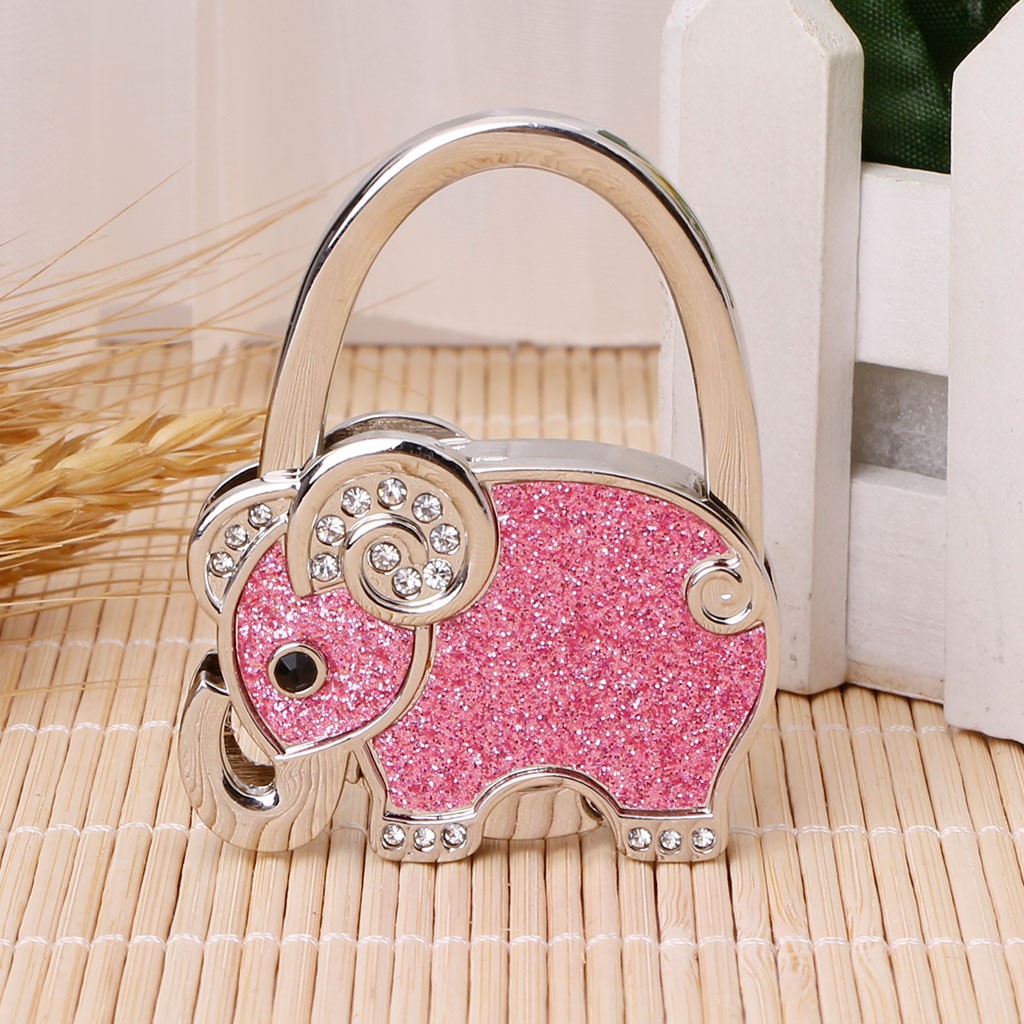 Móc Treo Túi Xách Kim Loại Hình Voi Hồng Dễ Dàng Gấp Mở