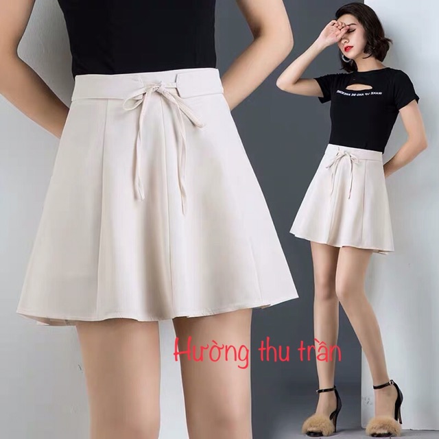 Chân váy xoè bổ mảnh thắt nơ trẻ trung, chân váy ngắn trên gối sang chảnh
