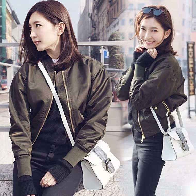 Fleece-lined 2022 autumn and winter New Jiang Shuying same style pilot jacket all-match thickened short coat baseball suit for women