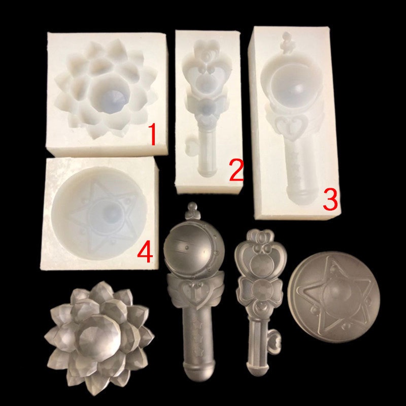 Khuôn Silicone Làm Mặt Dây Chuyền Thủ Công Hình Gậy Phép Thuật Của Thủy Thủ Mặt Trăng Sakura