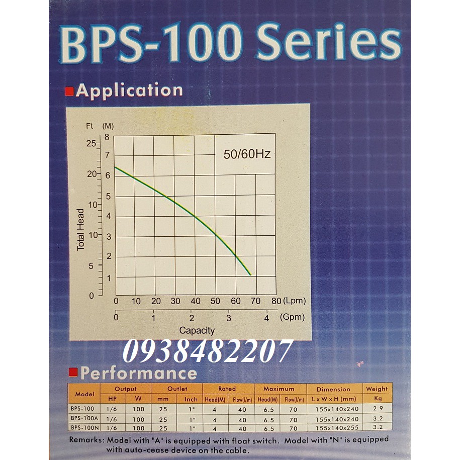 Máy bơm chìm dân dụng - hồ cá - APP - BPS-100A  - Made in Taiwan
