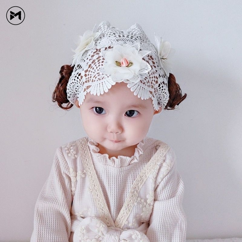 Mũ Ren Thoáng Khí Cố Định Tóc Giả Dễ Thương Dành Cho Bé Gái 2022